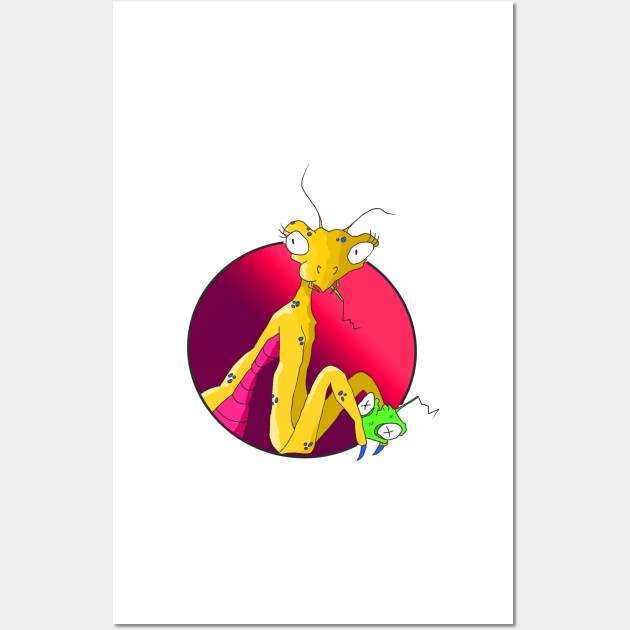 Praying Mantis caught eating her partner Wall Art by PixelMat